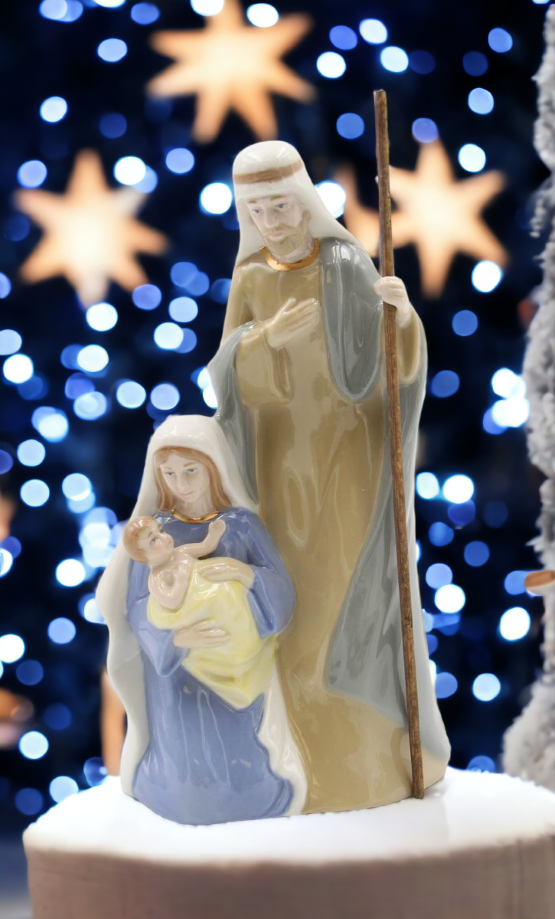 Ceramic Holy Family Nativity Music Box Home Décor Religious Décor Religious Gift Church Décor Baptism Gift - Music box