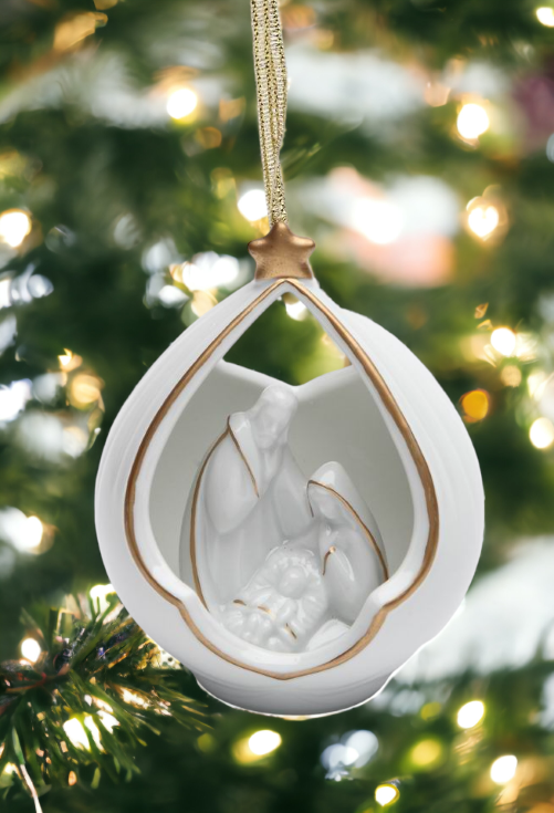 Ceramic Holy Family Nativity Ornament Home Décor Religious Décor Religious Gift Church Décor Baptism Gift - Holiday
