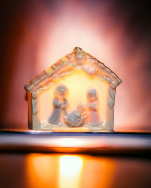 Ceramic Holy Family Plug-In Night Light Christmas Décor Religious Décor Religious Gift Church Décor Baptism Gift Easter