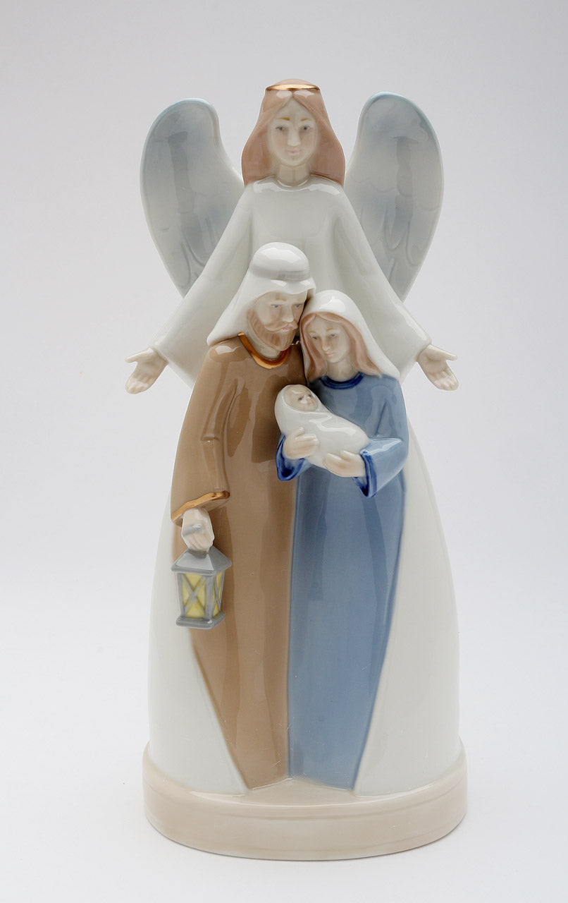 Ceramic Holy Family With Angel Music Box Home Décor Religious Décor Religious Gift Church Décor Baptism Gift - Music box