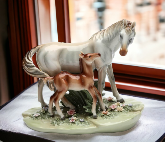 Ceramic Horse First Steps Home Décor Gift for Him Dad Mom Her Farmhouse Décor Horse Lover Gift Office Decor - Figurines