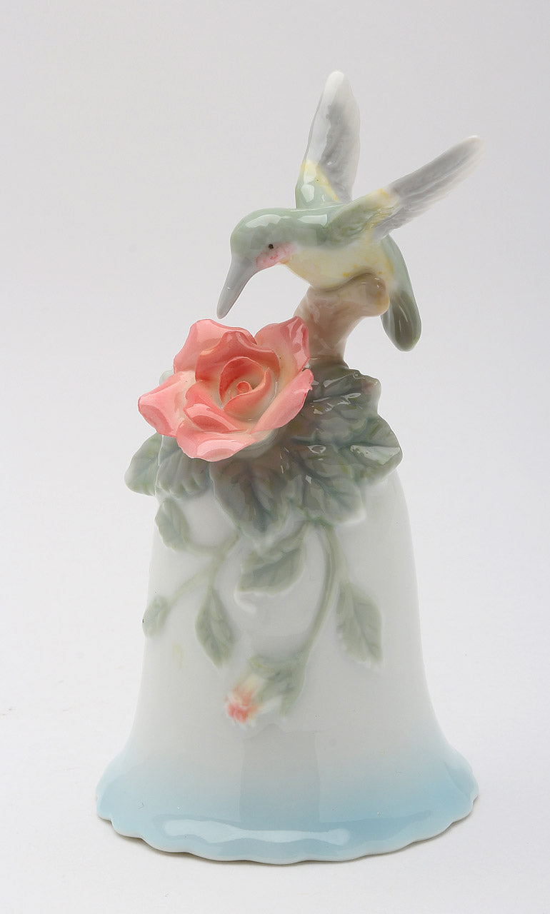 Ceramic Hummingbird with Flower Bell Home Decor Gift for Her Gift for Mom Gift for Birdwatcher - Bell