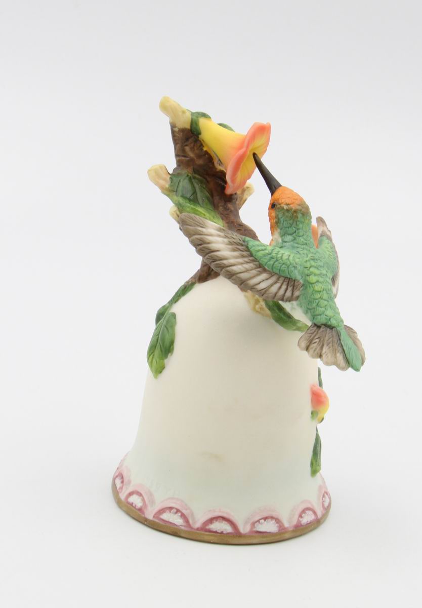 Ceramic Hummingbird with Honeysuckle Flowers Bell Home Décor Gift for Her Mom Kitchen Décor Birdwatcher Gift Vintage