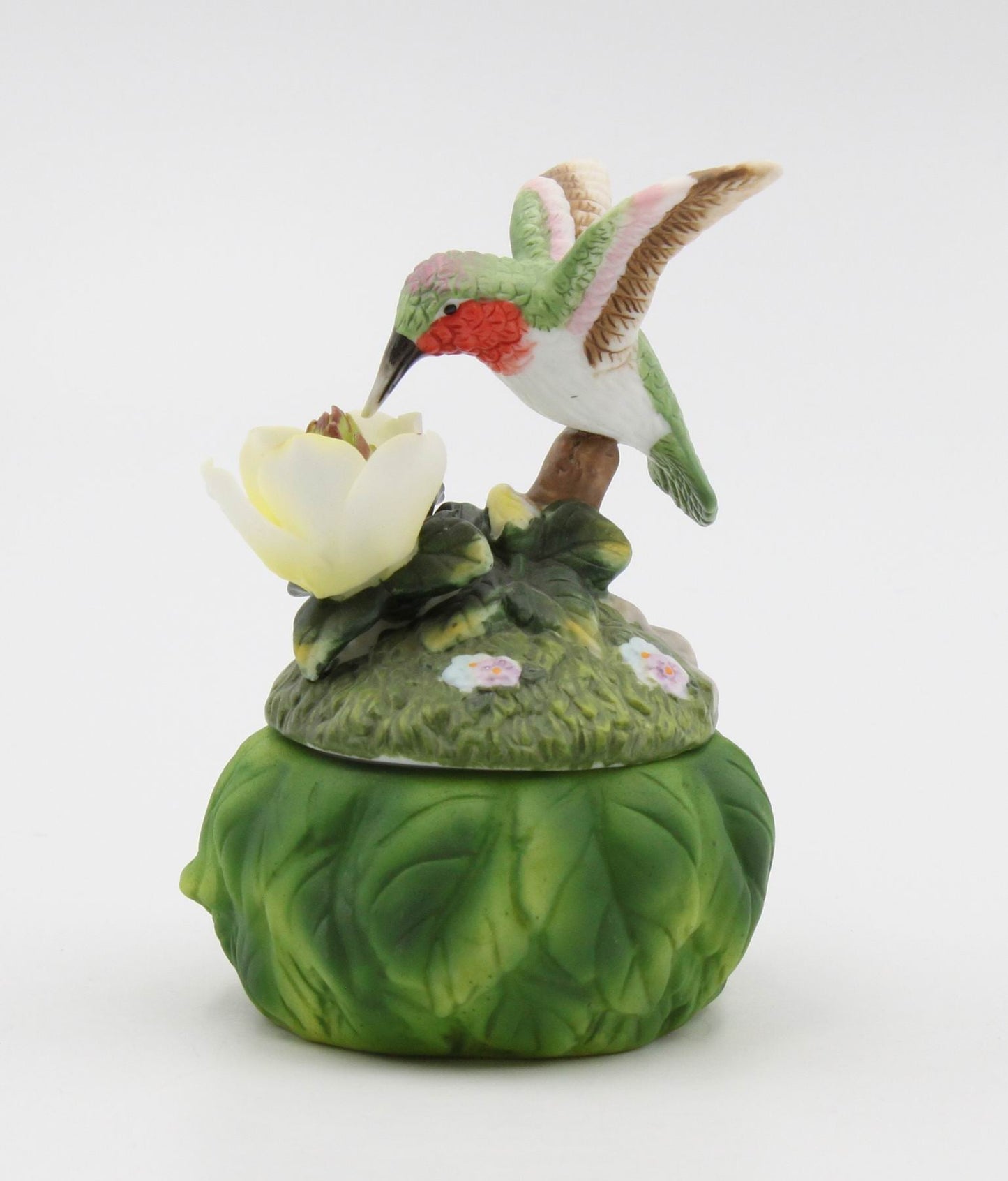 Ceramic Hummingbird with Magnolia Flower Box Home Décor Gift for Her Mom Kitchen Décor Birdwatcher Gift Vintage Decor