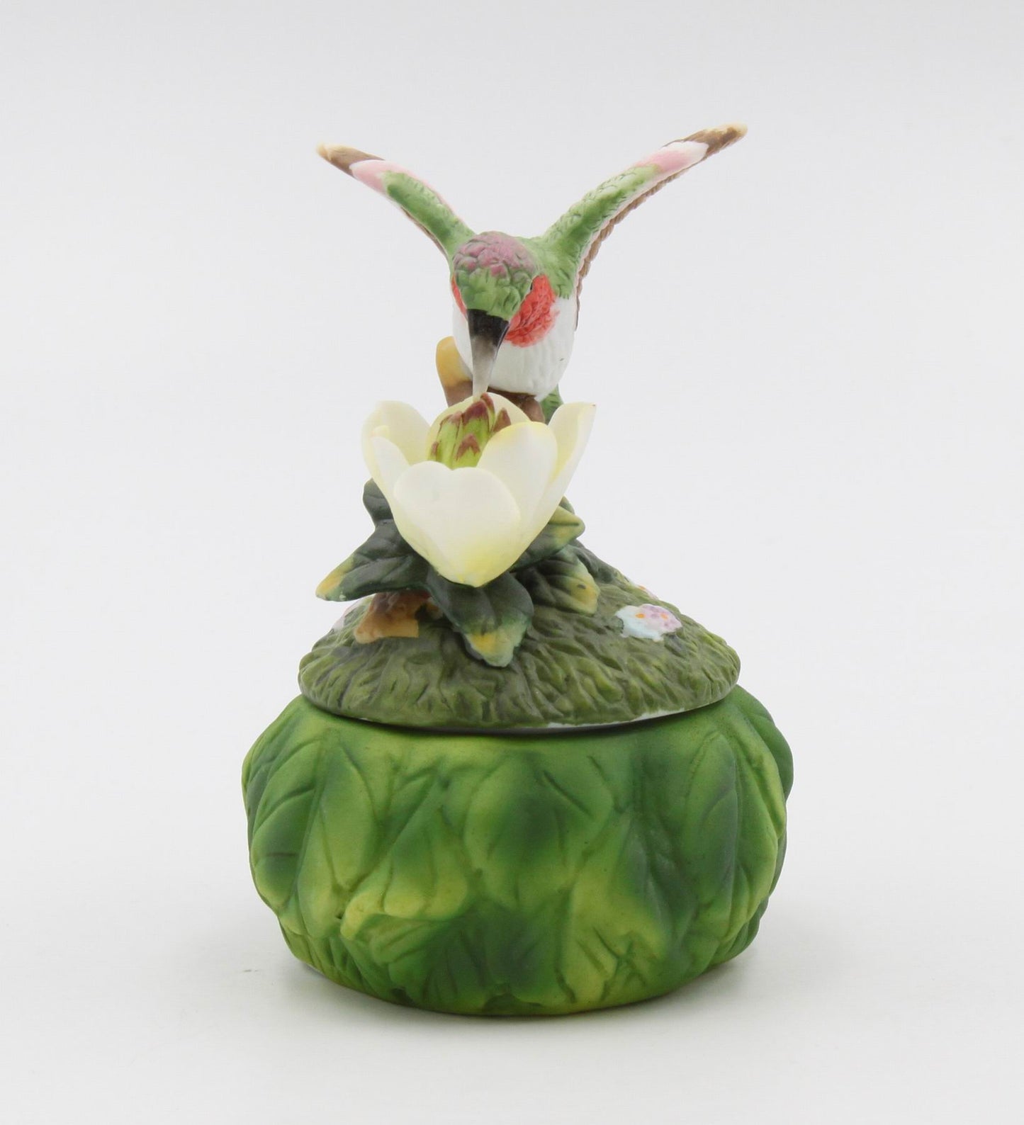 Ceramic Hummingbird with Magnolia Flower Box Home Décor Gift for Her Mom Kitchen Décor Birdwatcher Gift Vintage Decor
