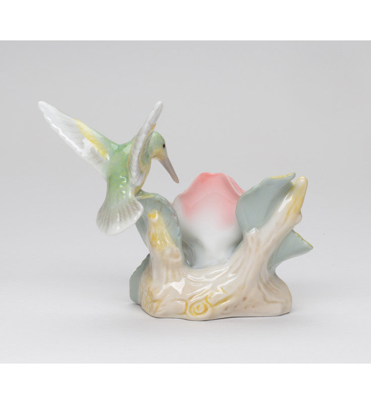 Ceramic Hummingbird with Peace Rose Figurine Bird Watcher Gift Gift for Her Nature Lover Gift - Figurine