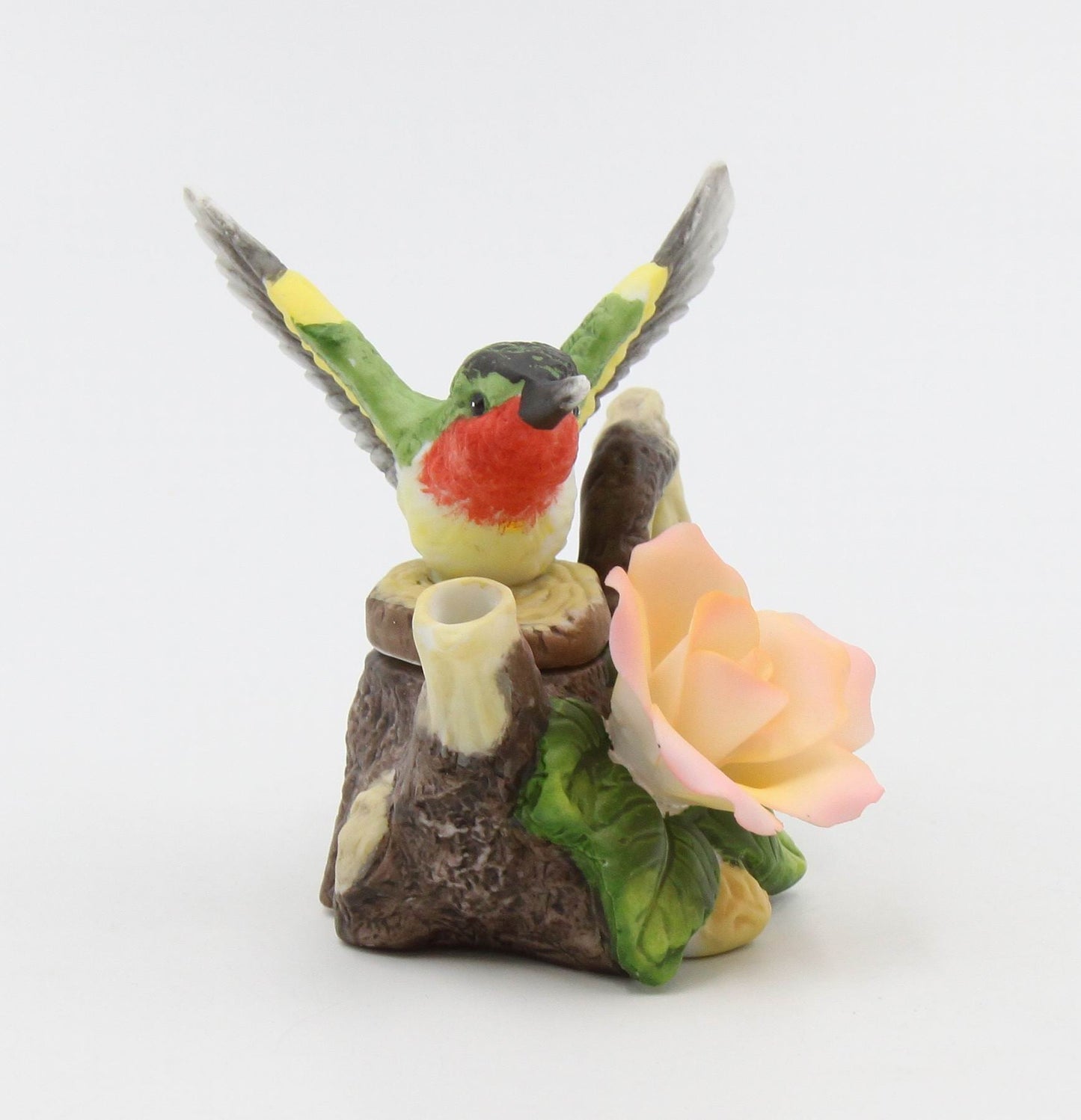 Ceramic Hummingbird with Rose Flower Teapot Figurine Home Décor Gift for Her Mom Kitchen Décor Birdwatcher Gift Vintage