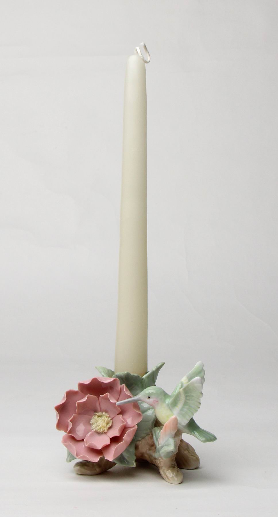 Ceramic Hummingbird with Wildrose Flower Candle Holder Home Décor Gift for Her Mom Kitchen Décor Birdwatcher Gift