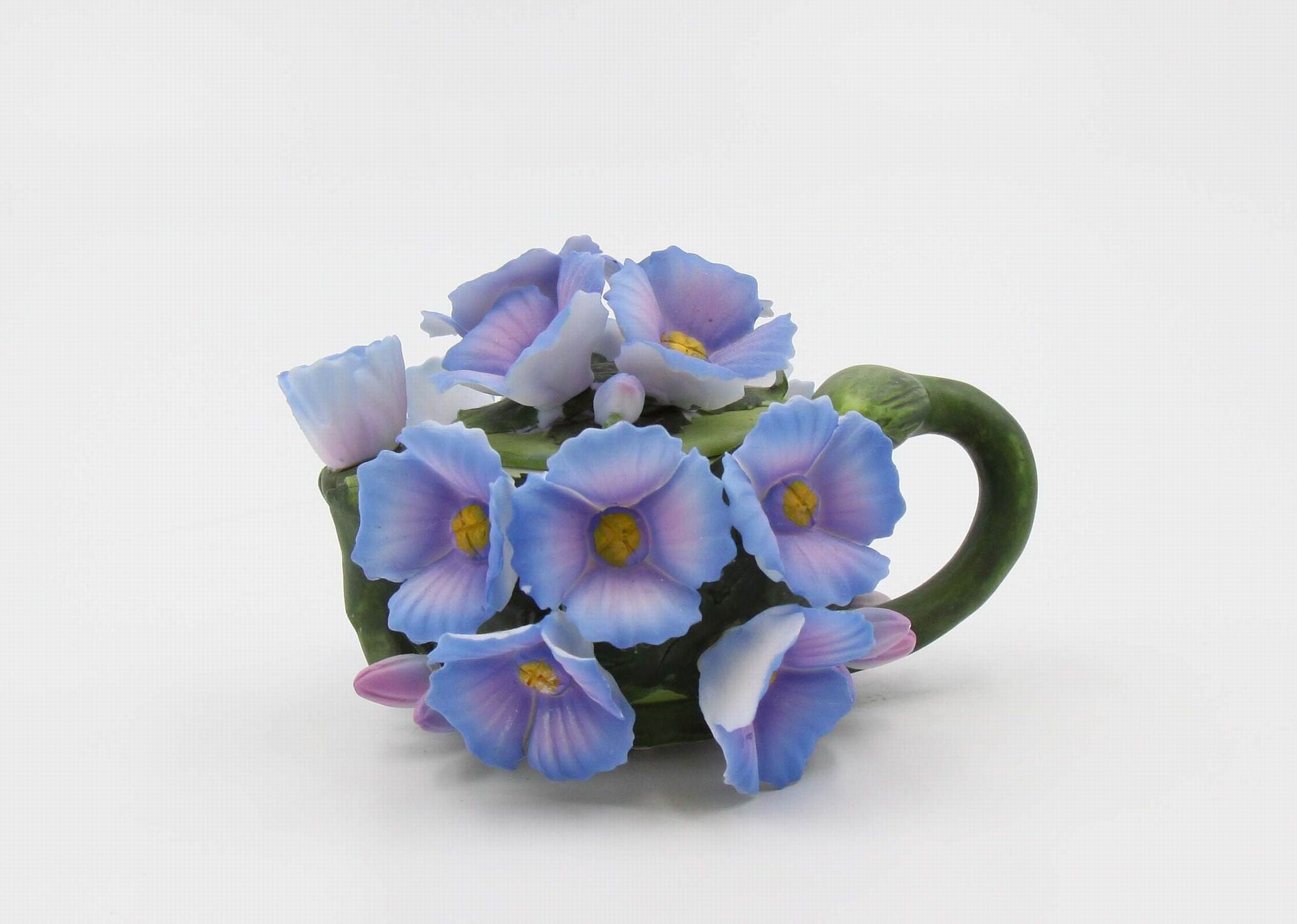 Ceramic Hydrangea Flower Teapot Figurine Home Décor Gift for Her Gift for Mom Nature Lover Gift - Figurine