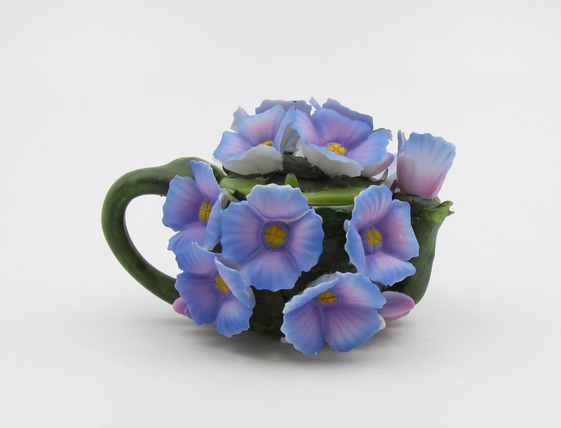 Ceramic Hydrangea Flower Teapot Figurine Home Décor Gift for Her Gift for Mom Nature Lover Gift - Figurine