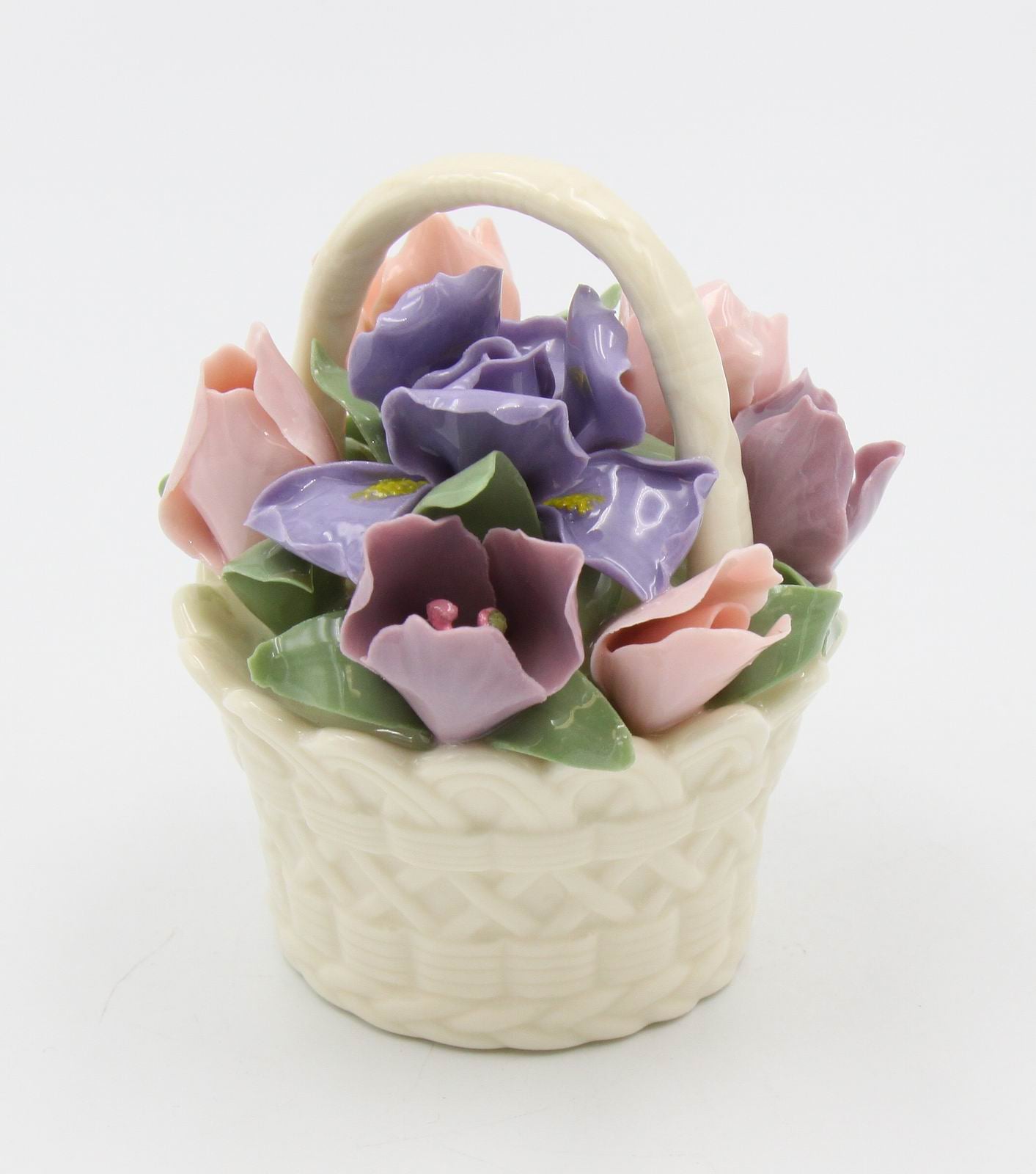 Ceramic Iris Flower Basket Figurine Home Décor Gift for Her Gift for Mom Spring Décor Wedding Decor - Figurines