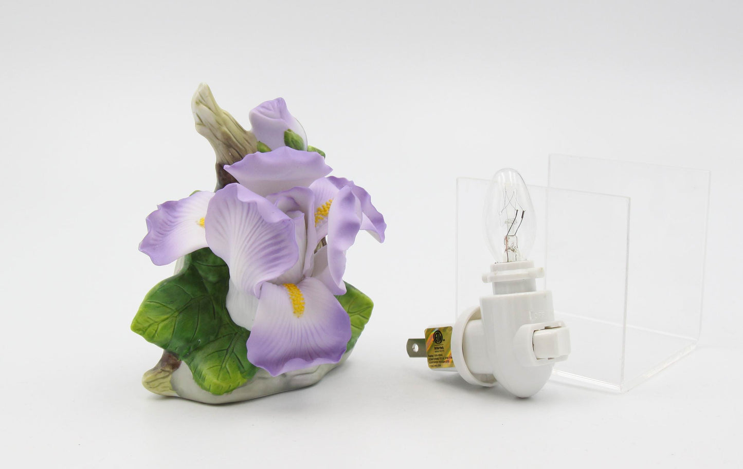 Ceramic Iris Flower Plug-In Nightlight Home Décor Gift for Her Gift for Mom Nature Lover Décor Vintage Decor - Night