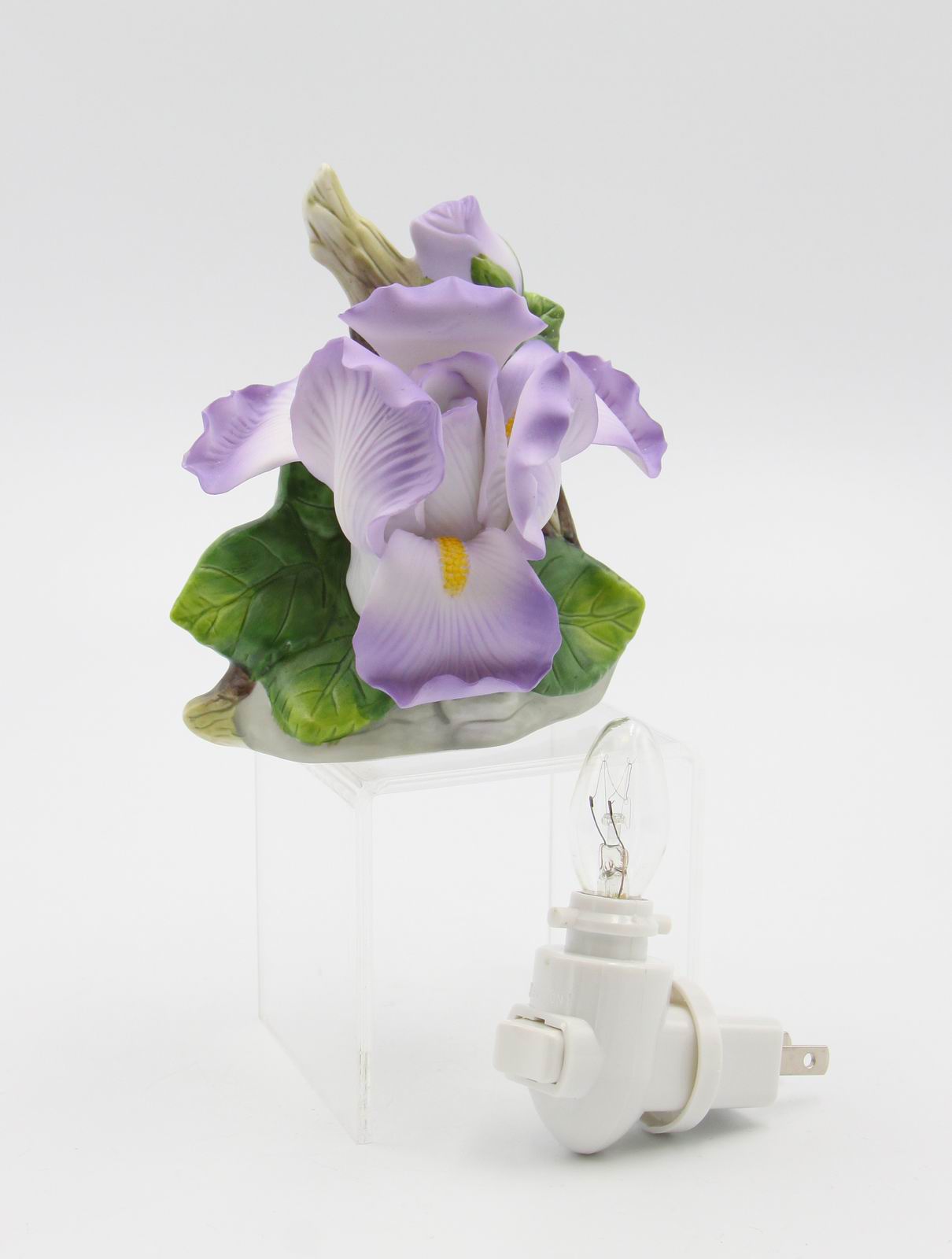 Ceramic Iris Flower Plug-In Nightlight Home Décor Gift for Her Gift for Mom Nature Lover Décor Vintage Decor - Night