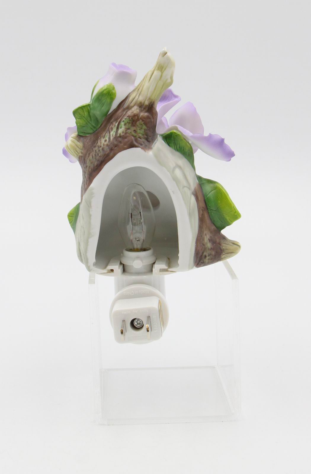 Ceramic Iris Flower Plug-In Nightlight Home Décor Gift for Her Gift for Mom Nature Lover Décor Vintage Decor - Night