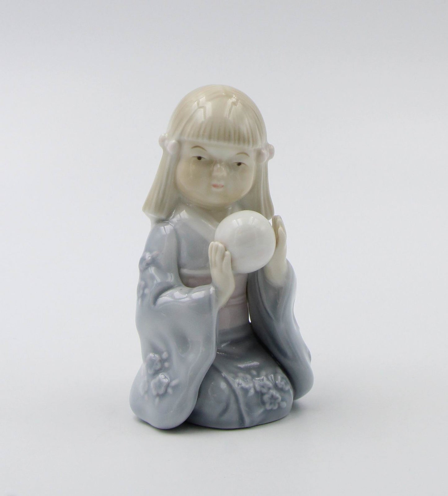 Ceramic Japanese Girl in Kimono Dress Playing with Temari Ball Figurine Gift for Her Gift for Daughter Home Decor Asian