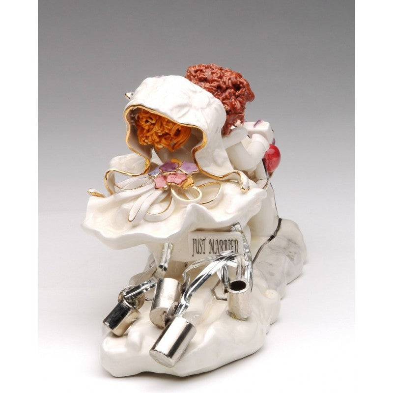 Ceramic Jewish Bride & Groom Sleigh: ’Just Married’ Wedding Decor Gift for New Couple - Figurine