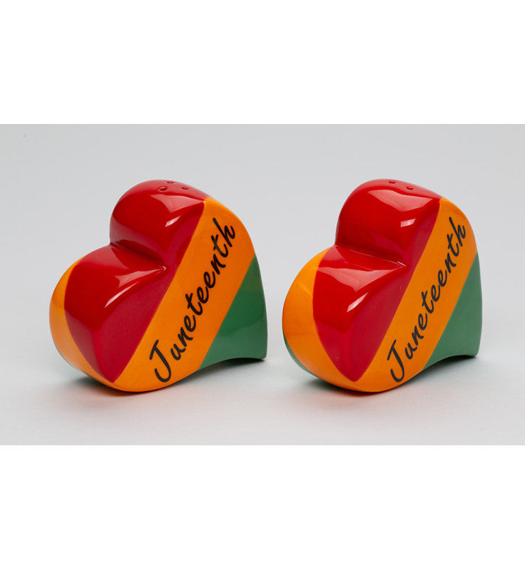 Ceramic Juneteenth Love Hearts Salt and Pepper Shakers Kitchen Decor Celebrate Juneteenth - Salt & Pepper Shakers
