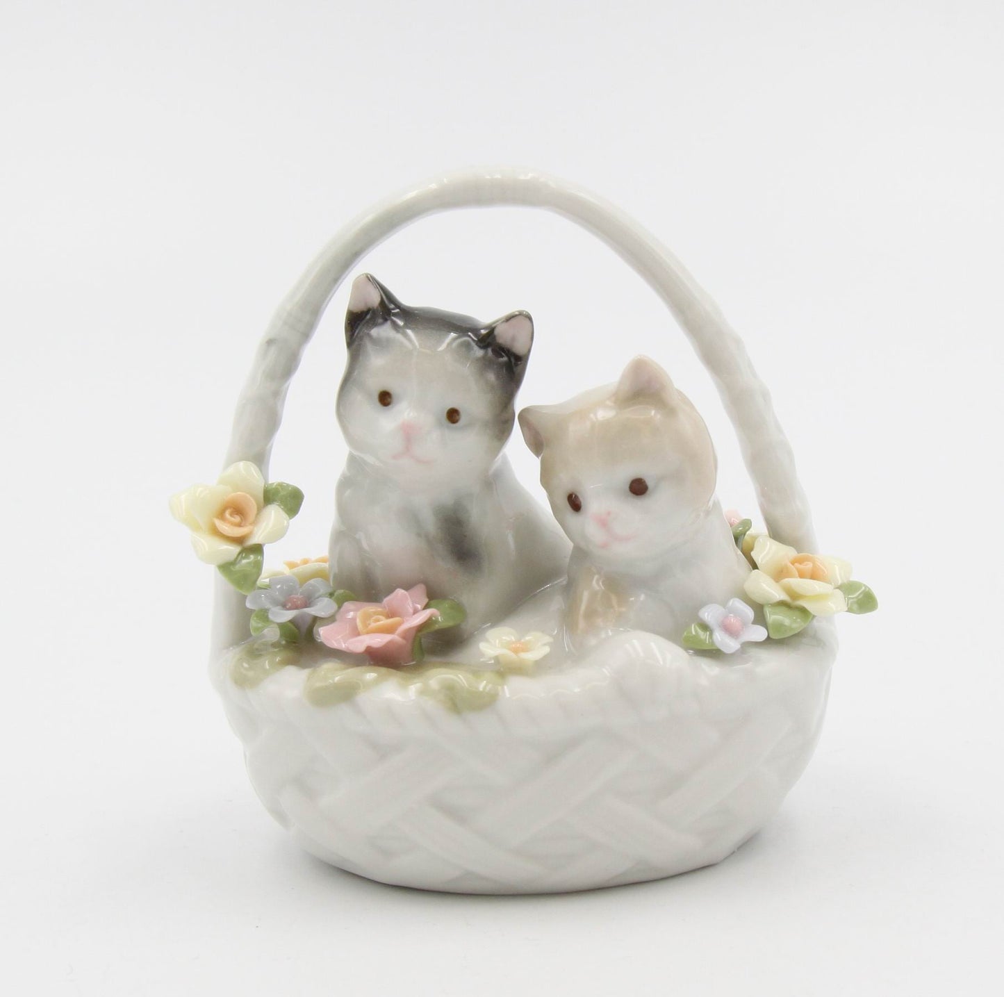 Ceramic Kittens In Basket Figurine Home Décor Gift for Her Gift for Mom Kitchen Décor Cat Lovers Gift Pet Loss Gift