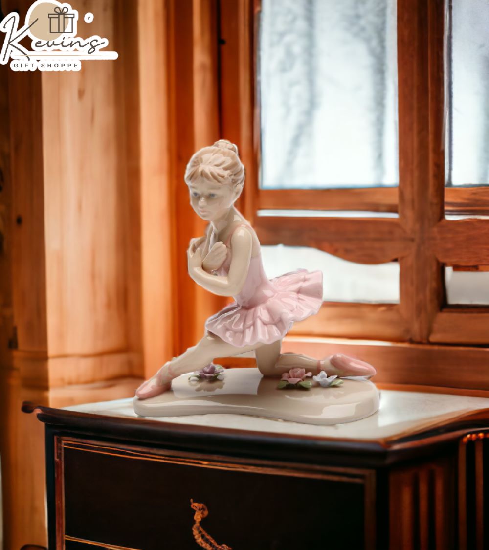 Ceramic Knee Down Ballerina In Pink Figurine Home Décor Gift for Her Gift for Daughter Gift for Ballerina Dancer