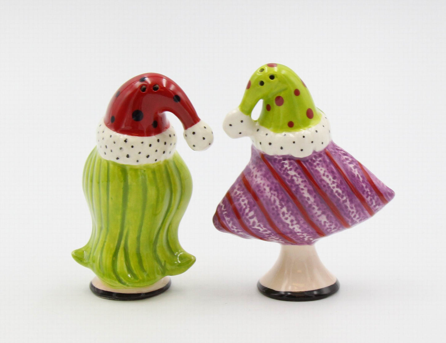 Ceramic Ladies Christmas Party Salt and Pepper Shakers Home Décor Gift for Her Gift for Mom Kitchen Décor Christmas