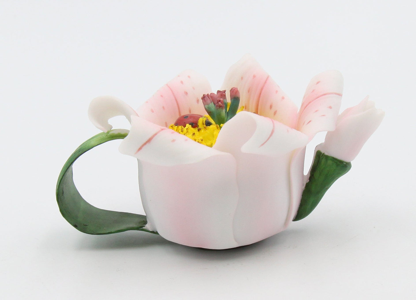 Ceramic Ladybug on Lily Flower Mini Teapot Home Décor Gift for Her Mom Farmhouse Kitchen Décor Vintage Decor - Figurine