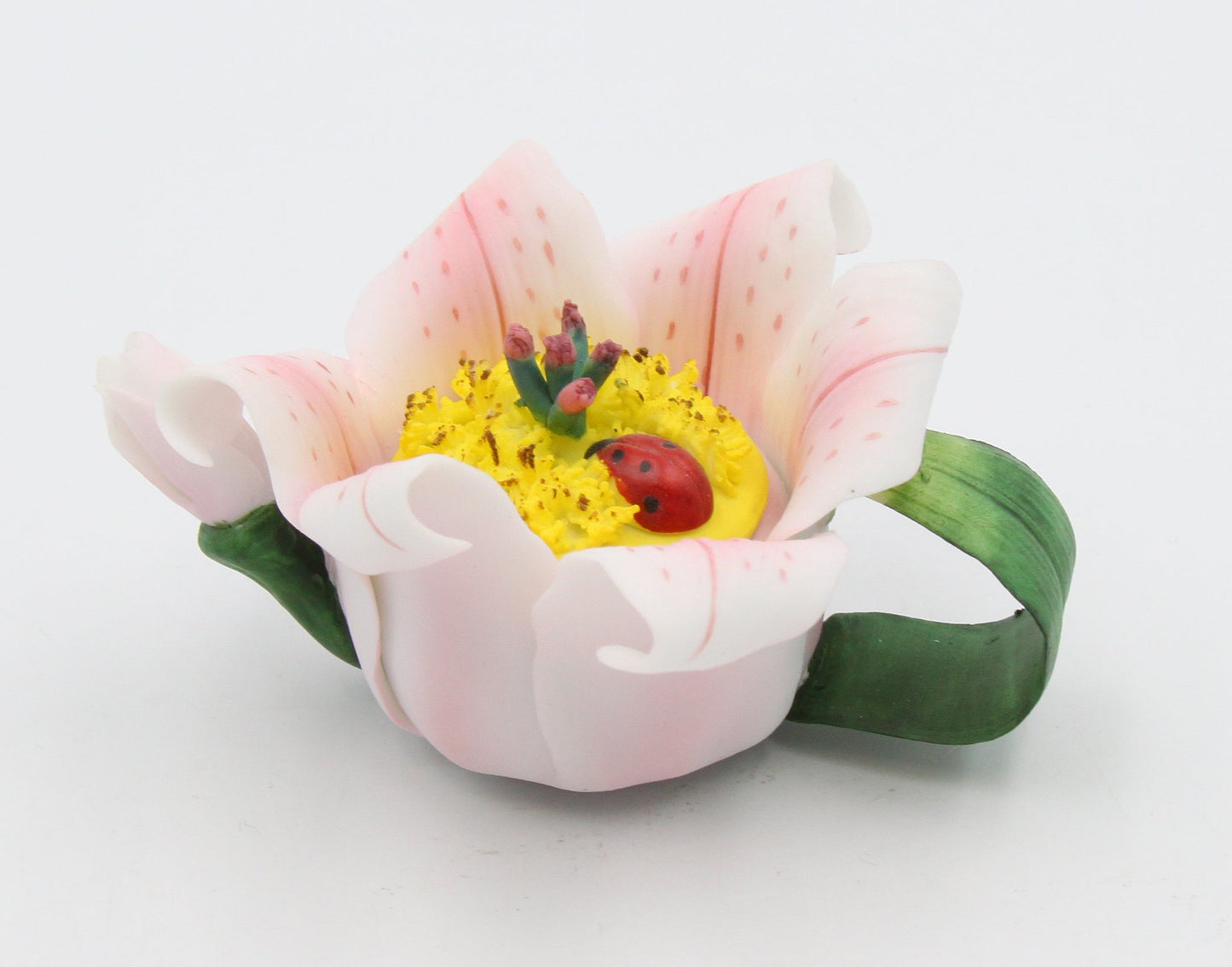 Ceramic Ladybug on Lily Flower Mini Teapot Home Décor Gift for Her Mom Farmhouse Kitchen Décor Vintage Decor - Figurine