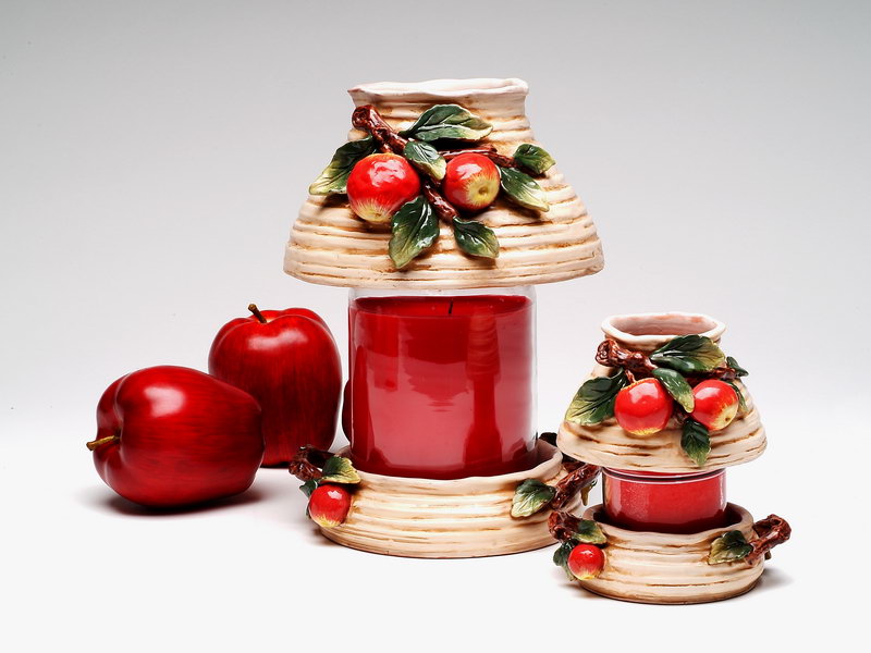 Ceramic Large Apple Candle Holder Shade and Base Home Décor Gift for Her Gift for Mom Kitchen Décor Farmhouse Décor