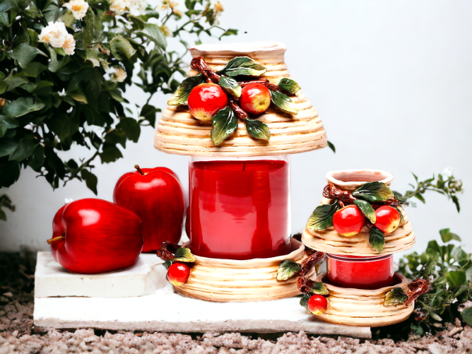 Ceramic Large Apple Candle Holder Shade and Base Home Décor Gift for Her Gift for Mom Kitchen Décor Farmhouse Décor