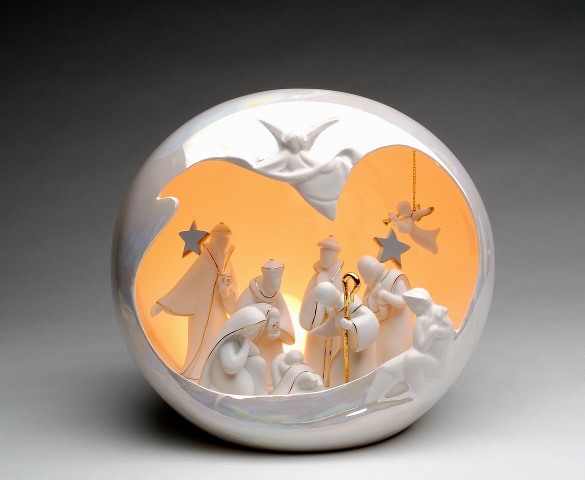 Ceramic Large Globe Nativity Scene Nightlight Home Décor Religious Décor Religious Gift Church Décor Baptism Gift