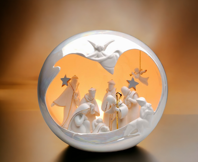 Ceramic Large Globe Nativity Scene Nightlight Home Décor Religious Décor Religious Gift Church Décor Baptism Gift