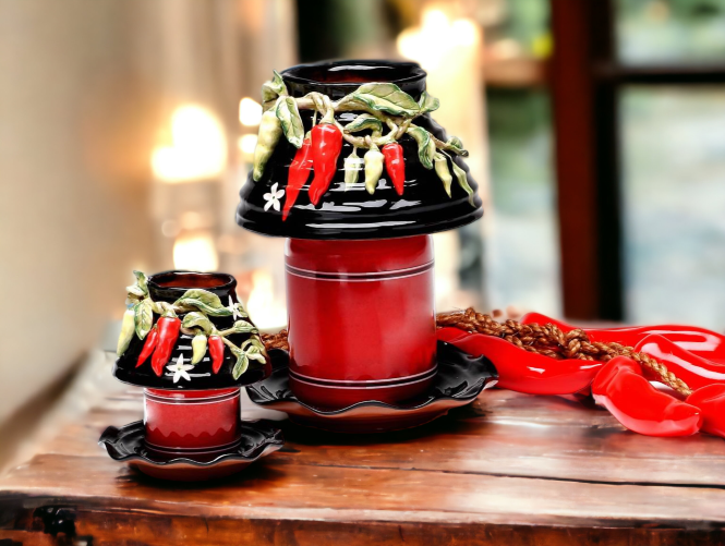Ceramic Large Size Chili Pepper Candle Shade and Base Home Décor Gift for Her Gift for Mom Kitchen Décor Farmhouse