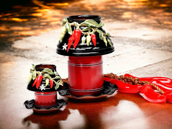 Ceramic Large Size Chili Pepper Candle Shade and Base Home Décor Gift for Her Gift for Mom Kitchen Décor Farmhouse