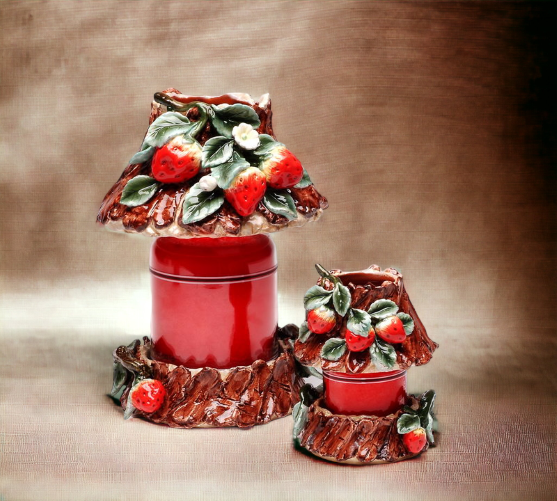 Ceramic Large Strawberry Candle Holder Shade and Base Home Décor Gift for Her Gift for Mom Kitchen Décor Farmhouse