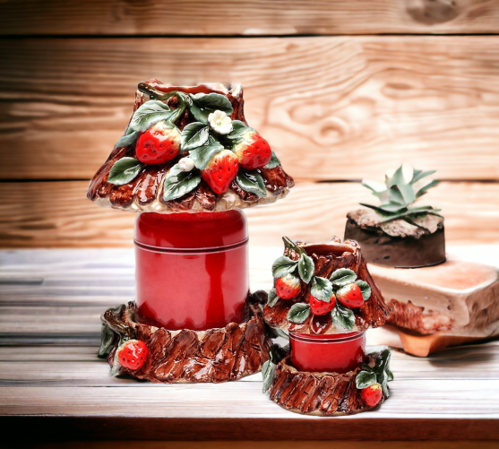 Ceramic Large Strawberry Candle Holder Shade and Base Home Décor Gift for Her Gift for Mom Kitchen Décor Farmhouse