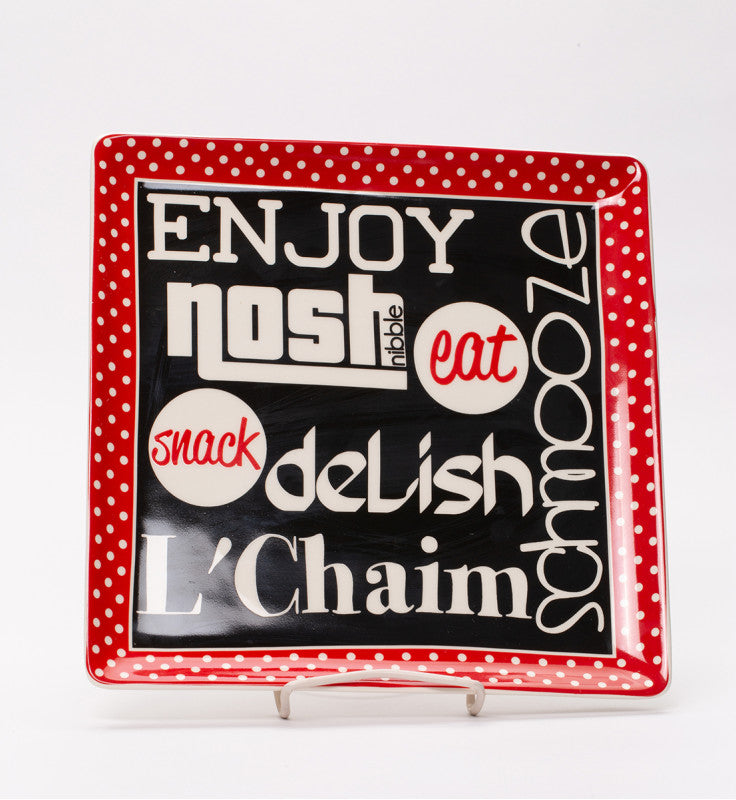 Ceramic L’Chaim Nosh Plate Home Decor Jewish Decor Kitchen Decor Gift for Her Gift for Mom - Plates