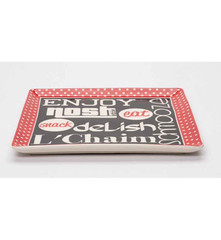 Ceramic L’Chaim Nosh Plate Home Decor Jewish Decor Kitchen Decor Gift for Her Gift for Mom - Plates