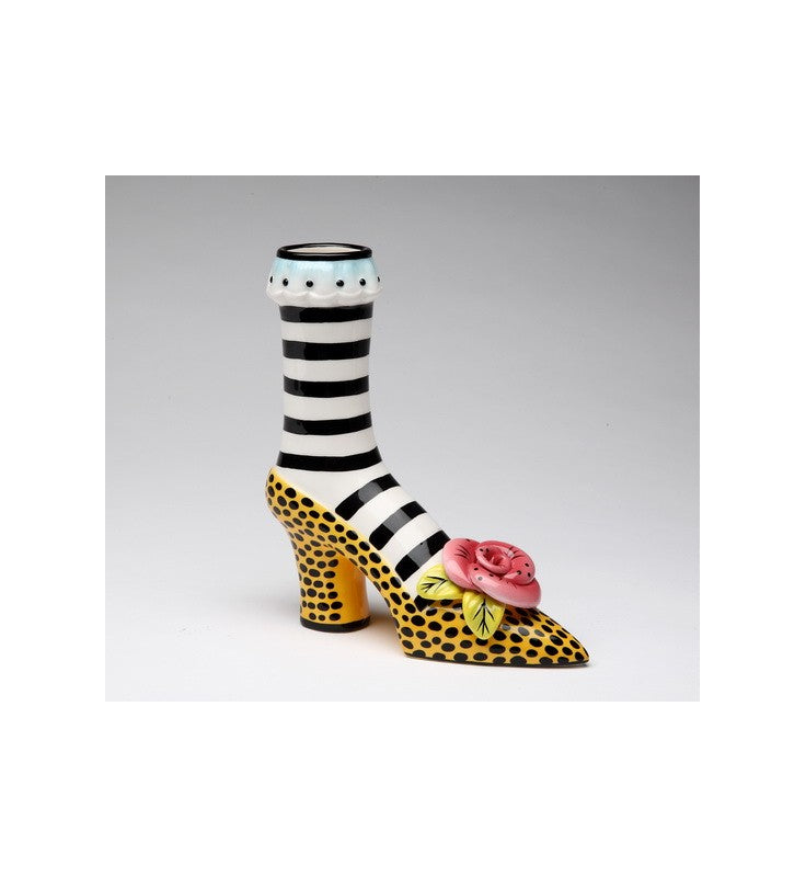 Ceramic Leopard Print Heel Vase Home Decor Gift for Her Gift for Mom Shoe Lover Gift - vase