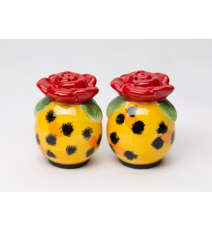 Ceramic Leopard Print With Rose Salt and Pepper Shakers Kitchen Decor Gift for Her - Salt & Pepper Shakers