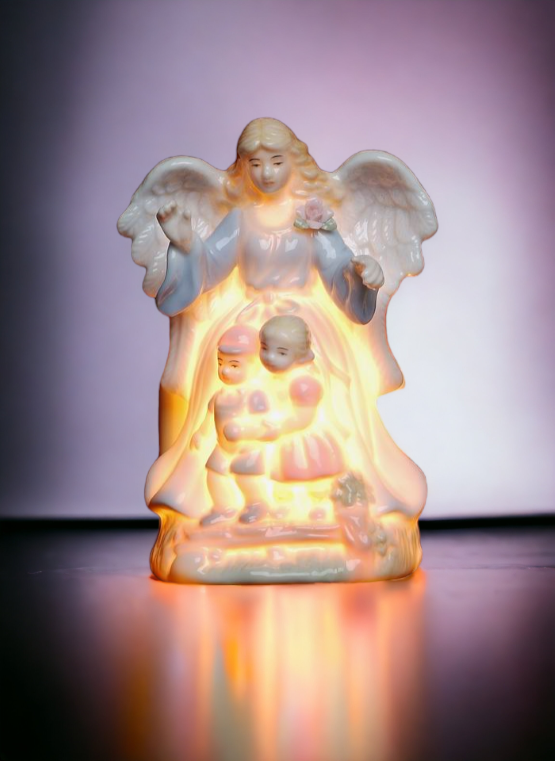 Ceramic Lighted Guardian Angel Plug-In Nightlight Home Décor Religious Décor Religious Gift Church Décor Baptism Gift