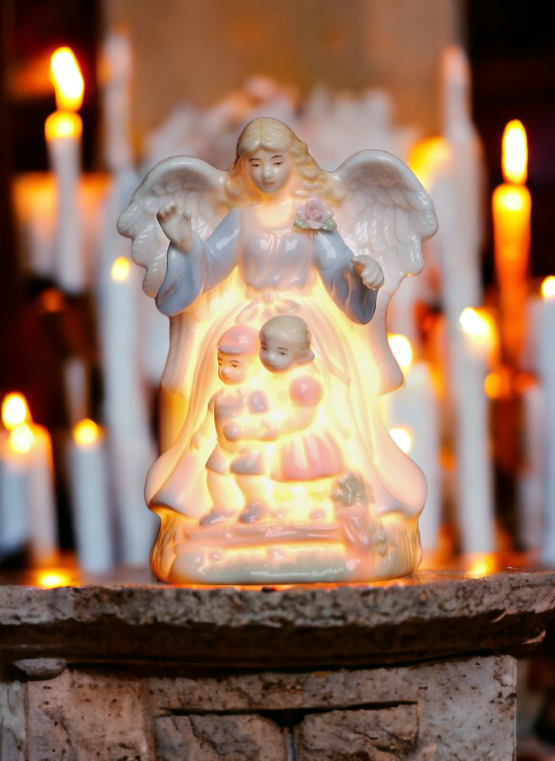 Ceramic Lighted Guardian Angel Plug-In Nightlight Home Décor Religious Décor Religious Gift Church Décor Baptism Gift