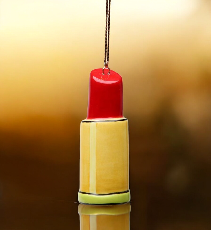 Ceramic Lipstick Ornament (Set Of 4) Christmas Tree Ornament Gift for Makeup Artist - Ornament
