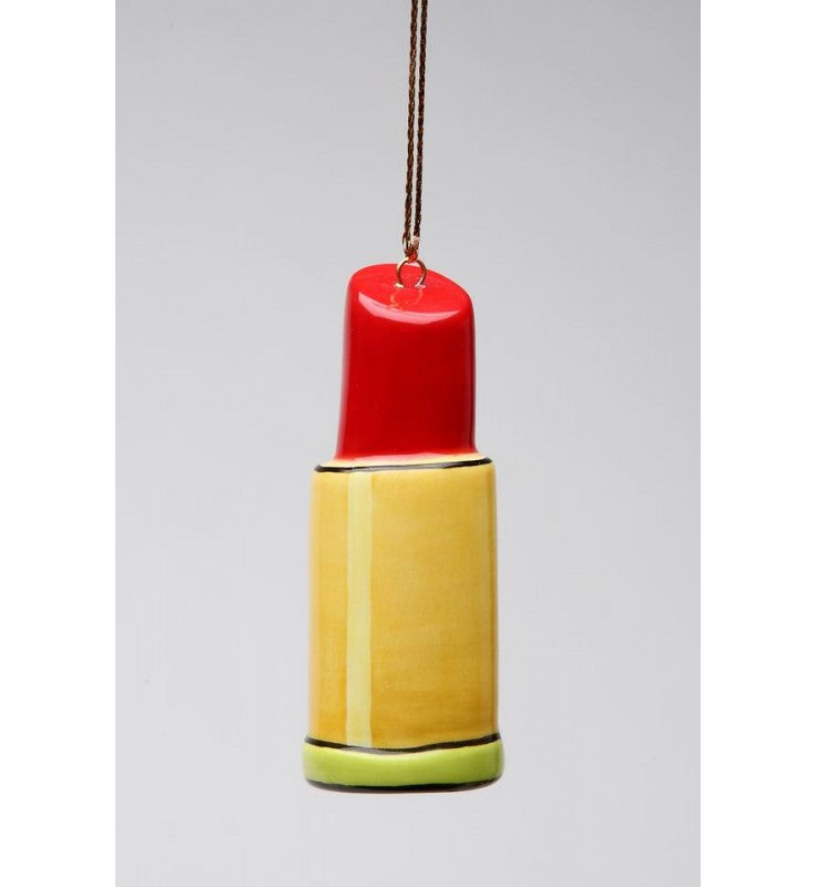 Ceramic Lipstick Ornament (Set Of 4) Christmas Tree Ornament Gift for Makeup Artist - Ornament