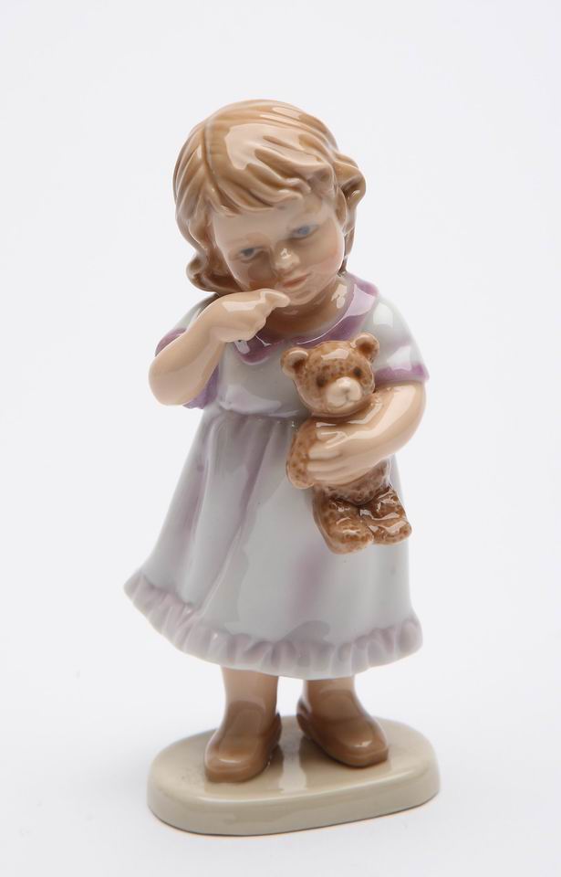 Ceramic Little Girl Holding Teddy Bear Figurine Home Decor Nursery Room Decor Gift for Daughter Baby Shower Gift