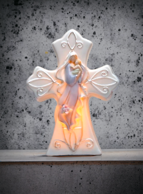 Ceramic Madonna With Baby Plug-In Night Light Religious Décor Religious Gift Church Décor Church Gift Baptism Gift
