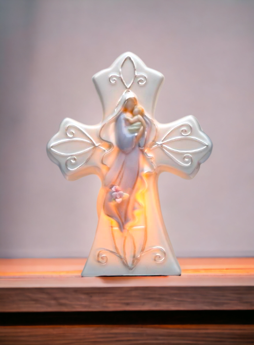 Ceramic Madonna With Baby Plug-In Night Light Religious Décor Religious Gift Church Décor Church Gift Baptism Gift