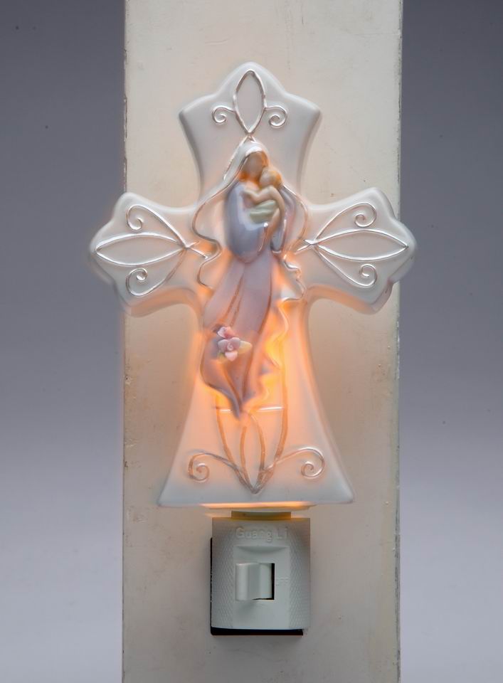 Ceramic Madonna With Baby Plug-In Night Light Religious Décor Religious Gift Church Décor Church Gift Baptism Gift