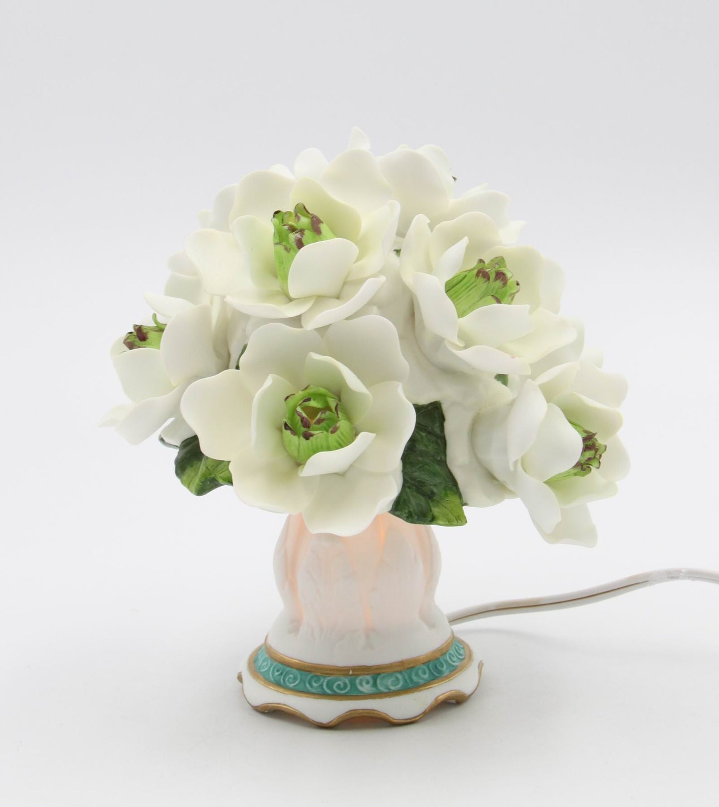 Ceramic Magnolia Flower Topiary Nightlight Home Décor Gift for Her Gift for Mom Bedroom Décor - Night Lights & Ambient