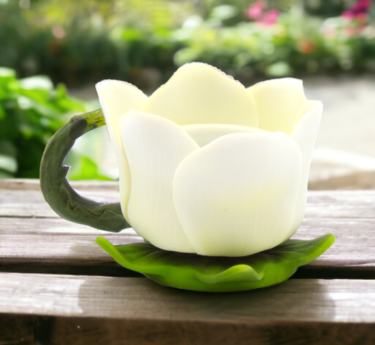 Ceramic Magnolia Flower Votive Candle Holder Home Décor Gift for Her Gift for Mom Nature Lover Gift Vintage Decor