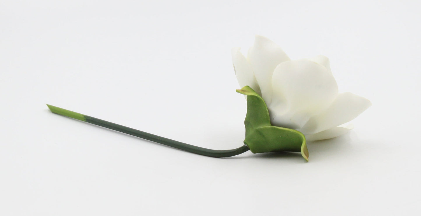 Ceramic Magnolia Flower with Stem Home Décor Gift for Her Gift for Mom Wedding Decor - Figurine