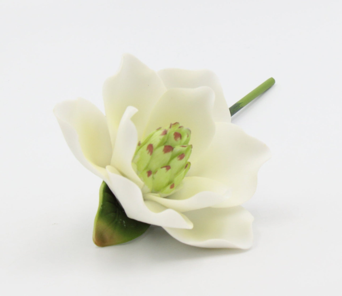 Ceramic Magnolia Flower with Stem Home Décor Gift for Her Gift for Mom Wedding Decor - Figurine